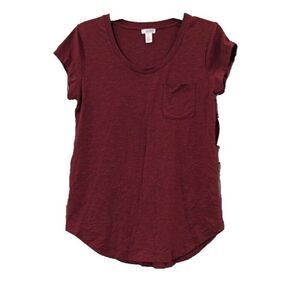 Ambrielle Womens Size Small Scoop Neck Tee Shirt Red Burnt Russet Pocket Stretch